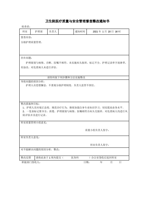 护理医疗质量督查表模版