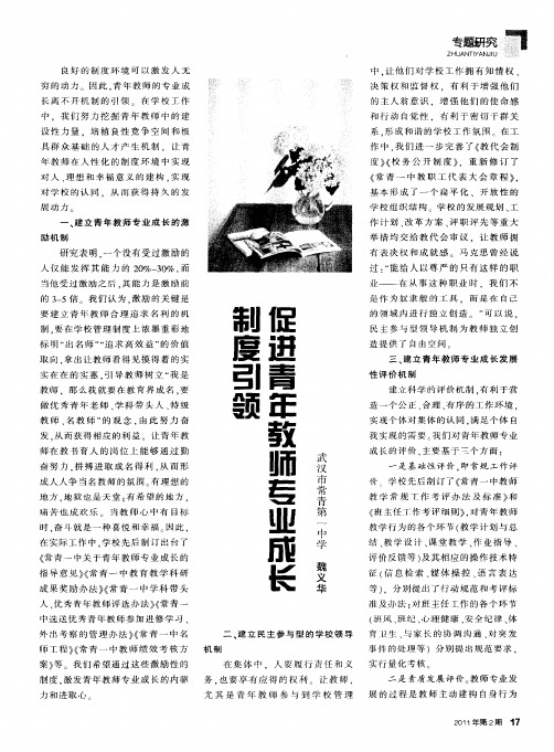 制度引领 促进青年教师专业成长
