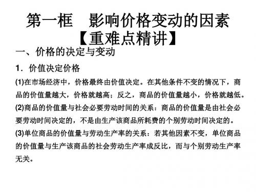 高中政治专题2.1影响价格的因素课件(提升)新人教必修1