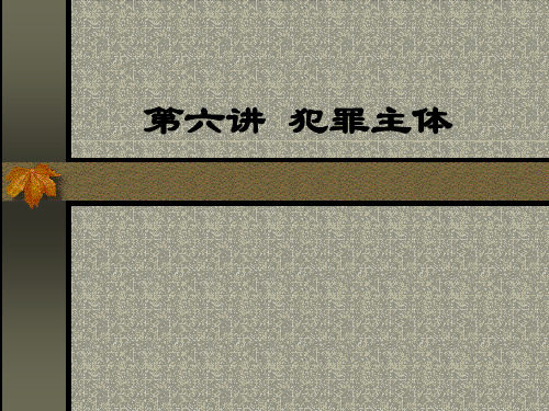 第六讲 犯罪主体