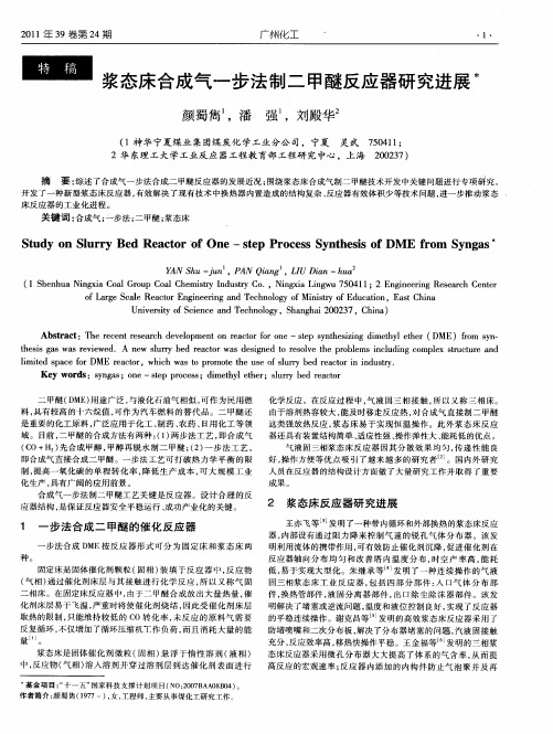 浆态床合成气一步法制二甲醚反应器研究进展