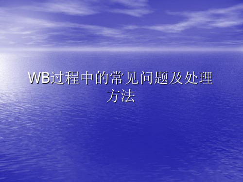 WB过程中常见问题和处理方法