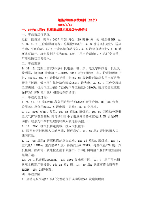 超临界机组事故案例汇编(28个).