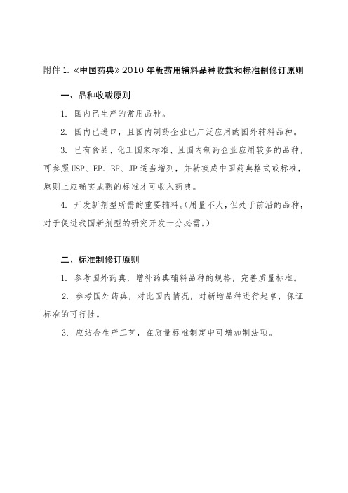 .《中国药典》版药用辅料品种收载和标准制修订