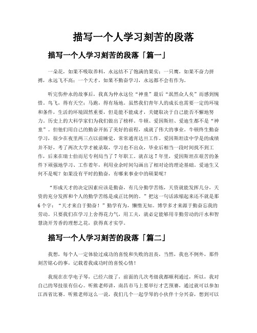 描写一个人学习刻苦的段落