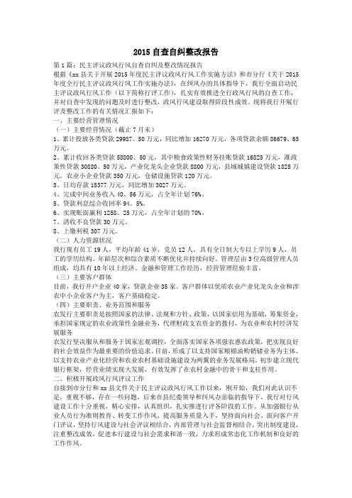 2015自查自纠整改报告