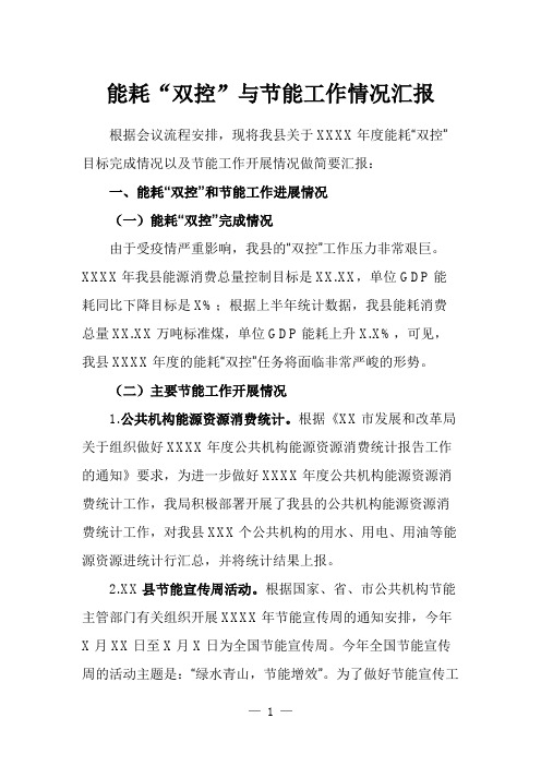 能耗“双控”与节能工作情况汇报