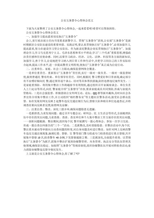 公安五条禁令心得体会范文 