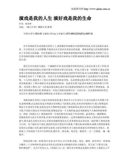 演戏是我的人生  演好戏是我的生命