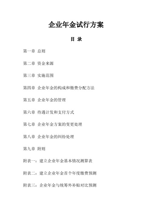 企业年金实施方案