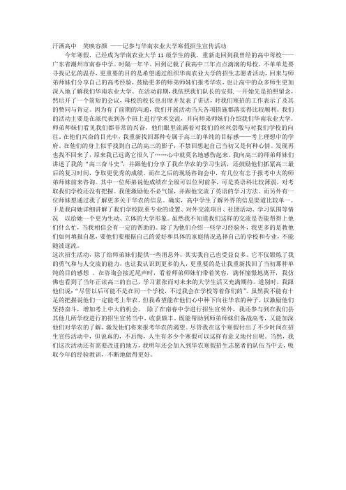 寒招志愿者心得与体会