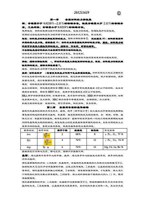 机械工程材料重要知识点