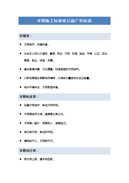 文明施工标准化公益广告标语