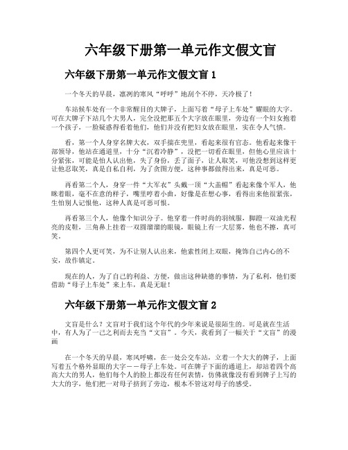 六年级下册第一单元作文假文盲