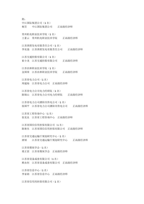 13年江苏高级经济师通过名单