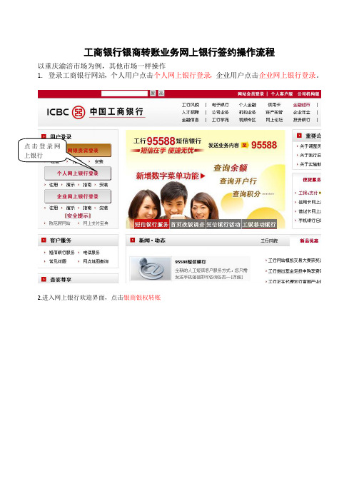 工商银行银商转账业务网上银行签约操作流程