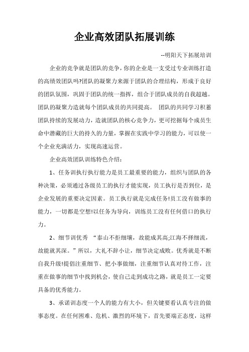 企业高效团队拓展训练