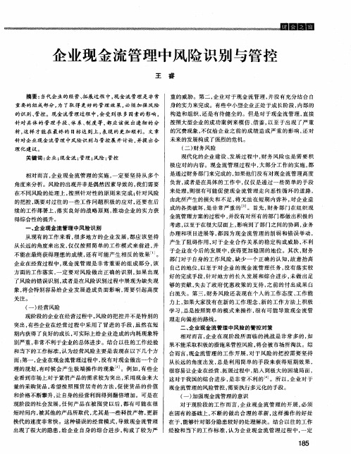 企业现金流管理中风险识别与管控