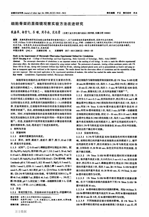 细胞骨架的显微镜观察实验方法改进研究