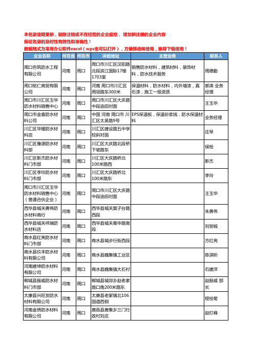 2020新版河南省周口防水材料工商企业公司名录名单黄页联系方式大全36家