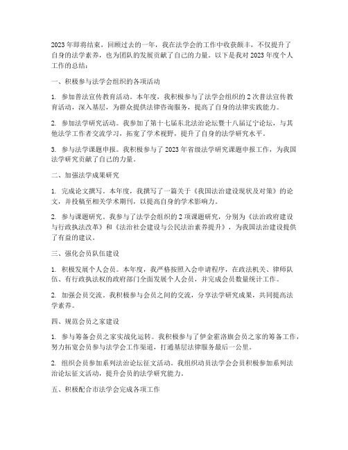 法学会个人年终工作总结