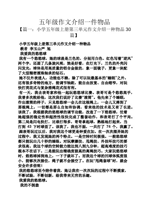 五年级作文介绍一件物品
