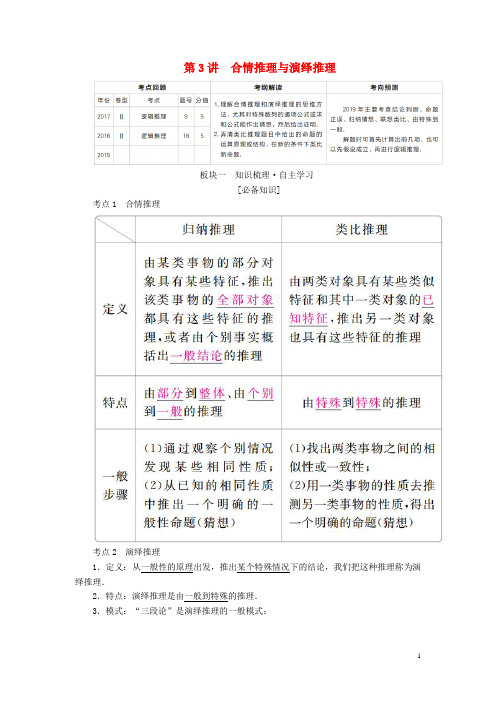 高考数学一轮复习 第11章 算法初步、复数、推理与证明 第3讲 合情推理与演绎推理学案