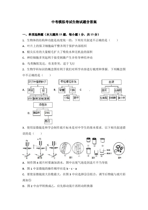 【3套试卷】潍坊市中考模拟考试生物试题
