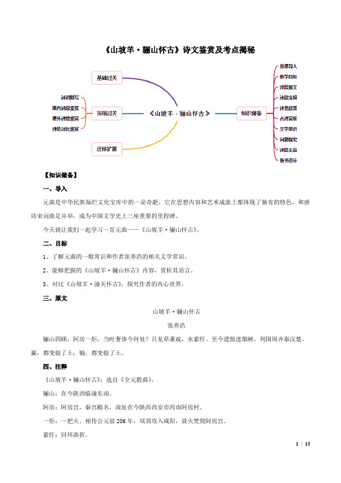 初中语文九年级下册-《山坡羊·骊山怀古》诗文鉴赏及考点揭秘(原卷版)