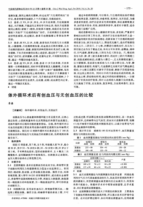 体外循环术后有创血压与无创血压的比较