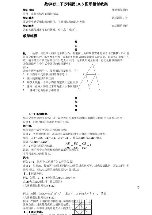 数学初二下苏科版10.3图形相似教案