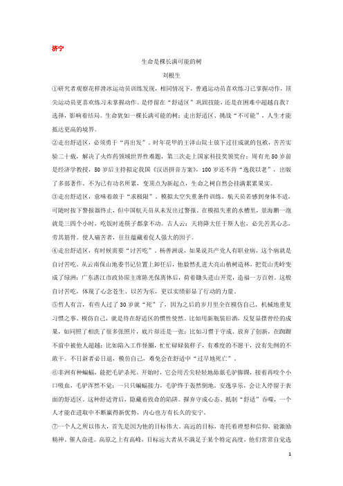 山东省13市2017年中考语文试卷按考点分项汇编议论文阅读(含解析)