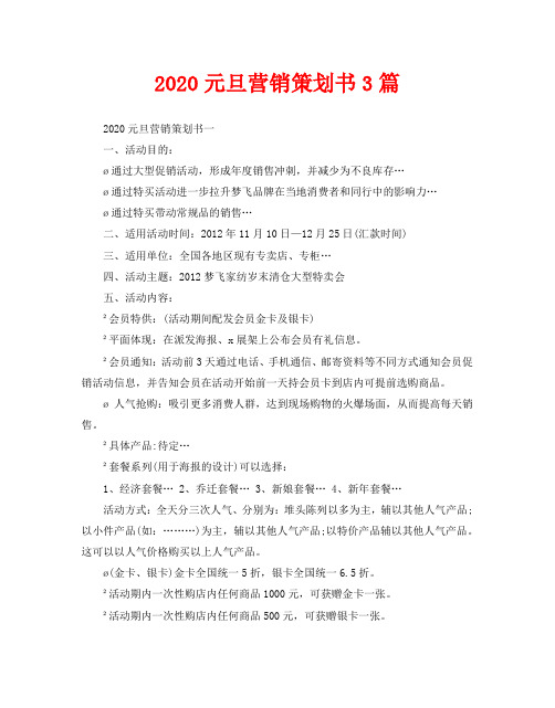 2020元旦营销策划书3篇