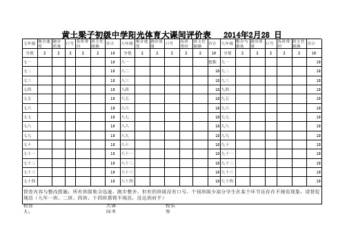 阳光体育大课间评价表