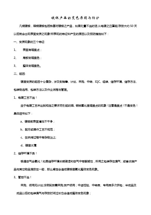 镀银产品的变色原因与防护