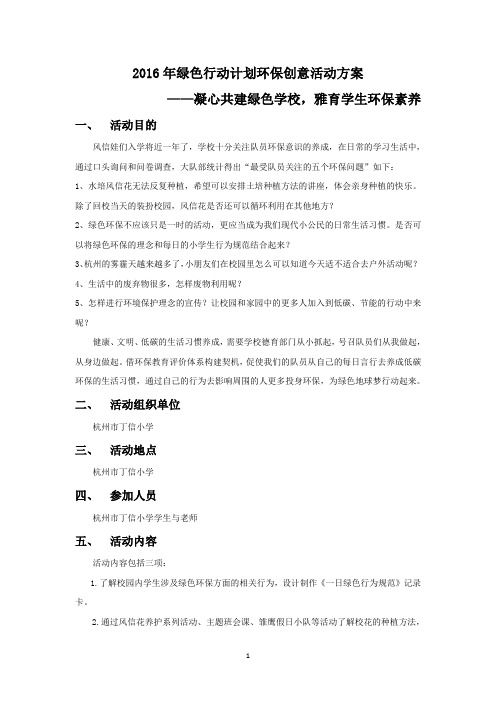 环保创意活动方案申报表
