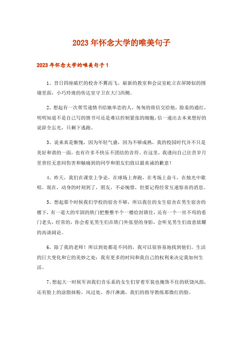 2023年怀念大学的唯美句子