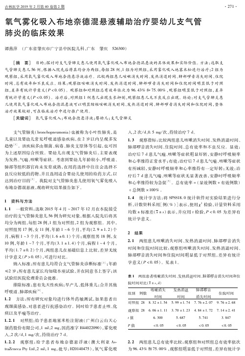 氧气雾化吸入布地奈德混悬液辅助治疗婴幼儿支气管肺炎的临床效果