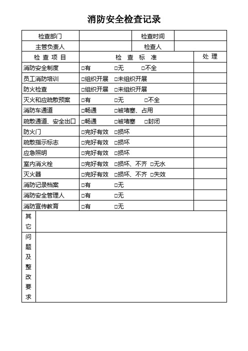 消防安全检查表