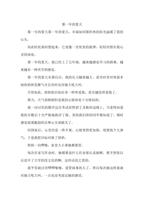 那一年的夏天