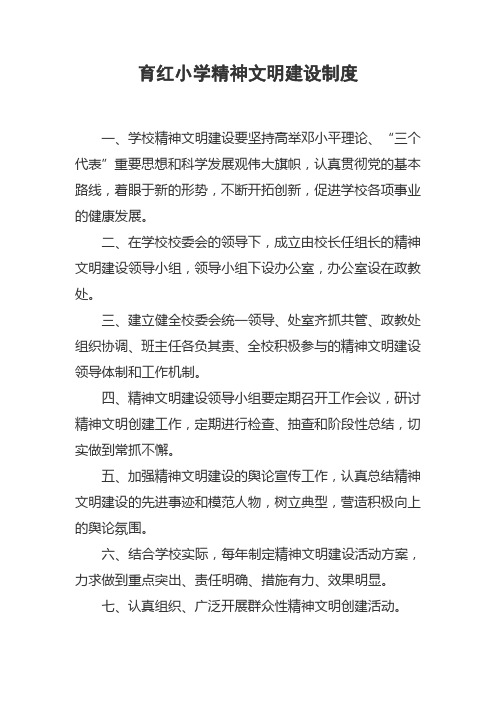 育红小学精神文明建设制度