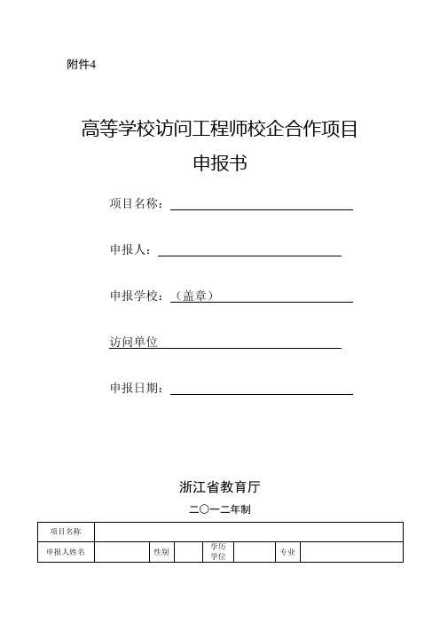 高等学校访问工程师校企合作项目申报书