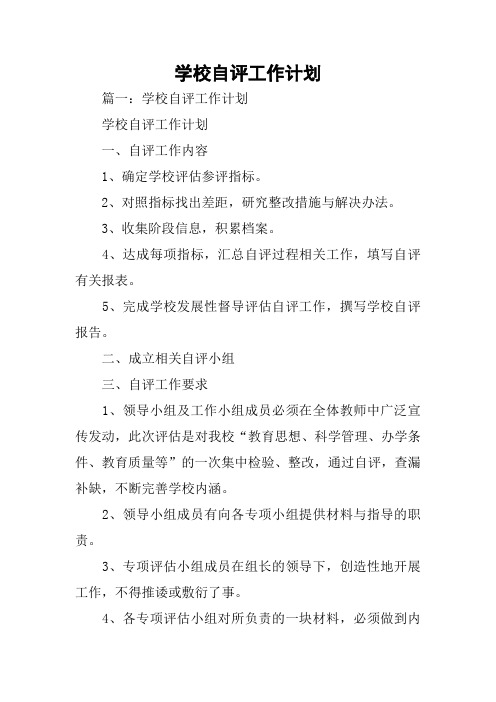 学校自评工作计划