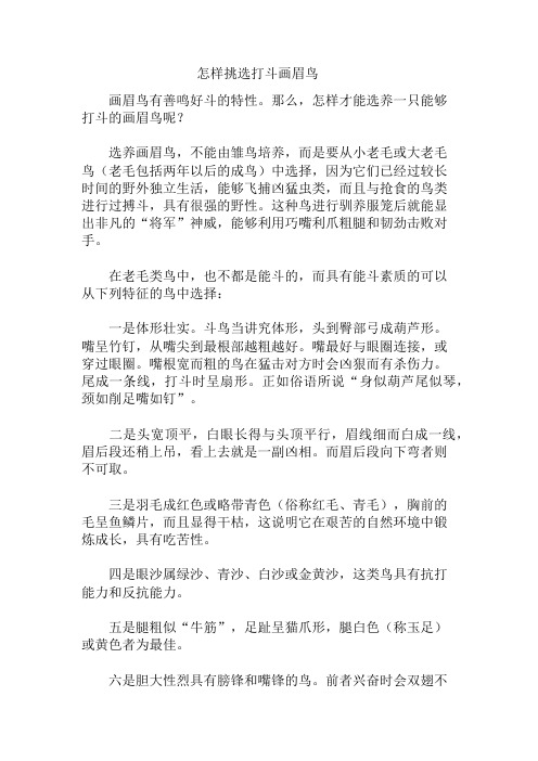 怎样挑选打斗画眉鸟