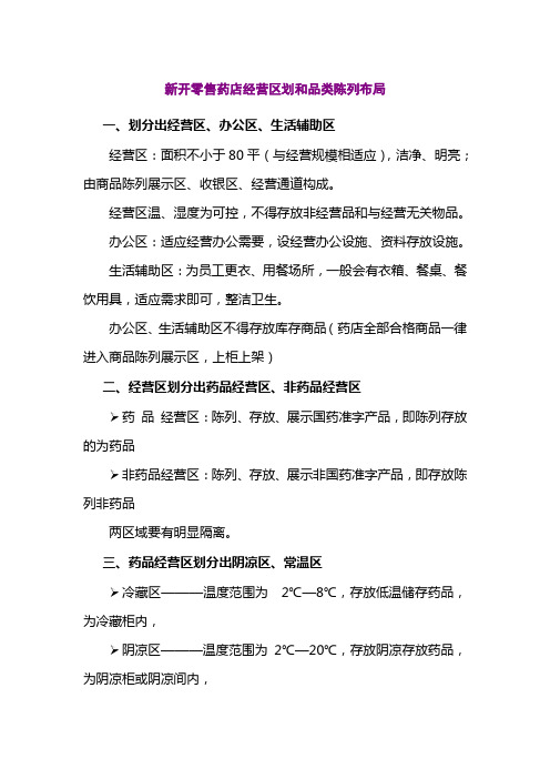 新开零售药店经营区划和品类陈列布局