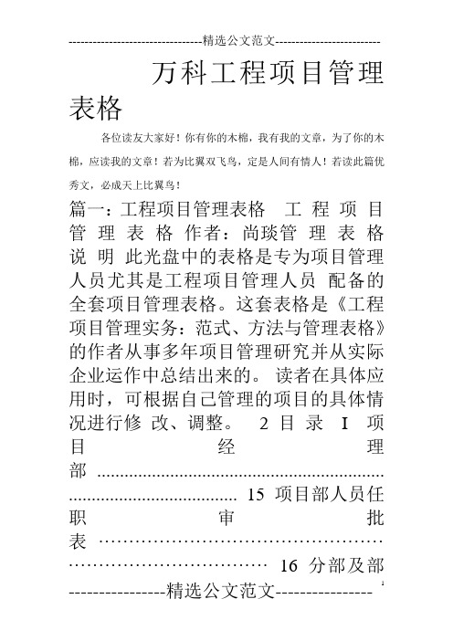 万科工程项目管理表格