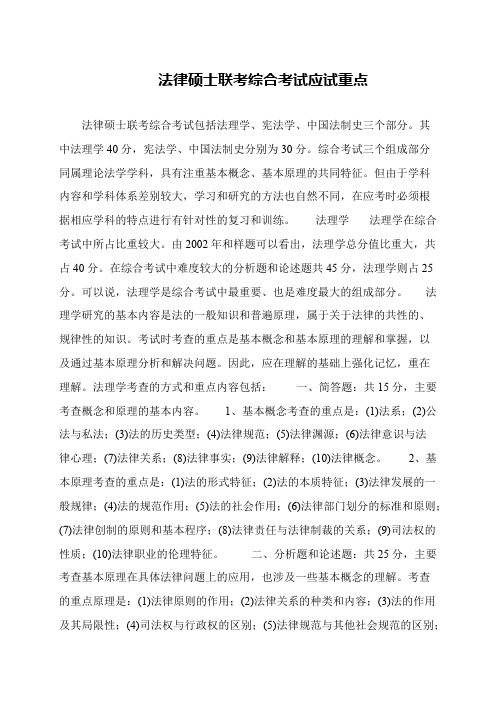 法律硕士联考综合考试应试重点