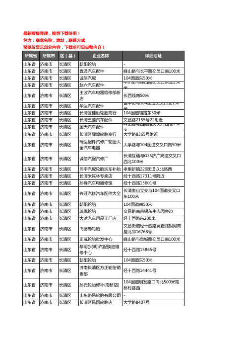 新版山东省济南市长清区汽车配件企业公司商家户名录单联系方式地址大全69家