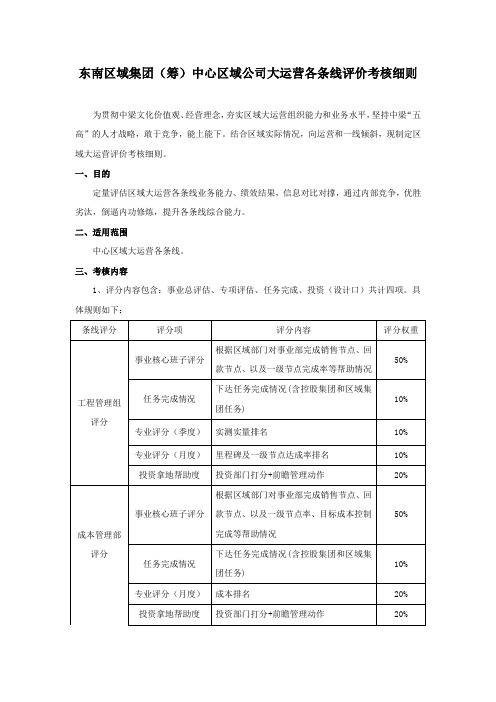 标杆地产集团  计划运营  _大运营_中心区域公司大运营部门考核细则