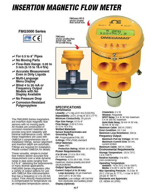 OMEGA FMG3000 Series Magnetic Flow Meter说明书